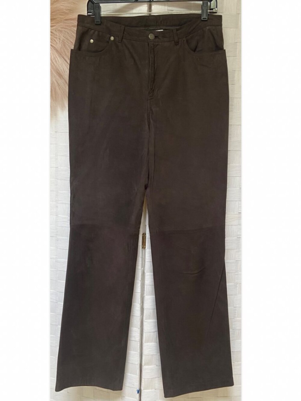 Nine West 100% Leather Brown Suede Cowgirl Pants Size 10